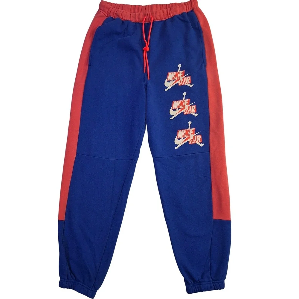 Jordan Nike Air Fleece Sweatpants Mens Large L  Blue Red Joggers Logo